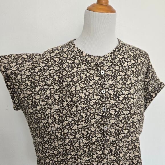 Faherty Dream Cotton Desmond Top Nusafloral Olive Organic Cotton Women Large - Picture 5 of 12